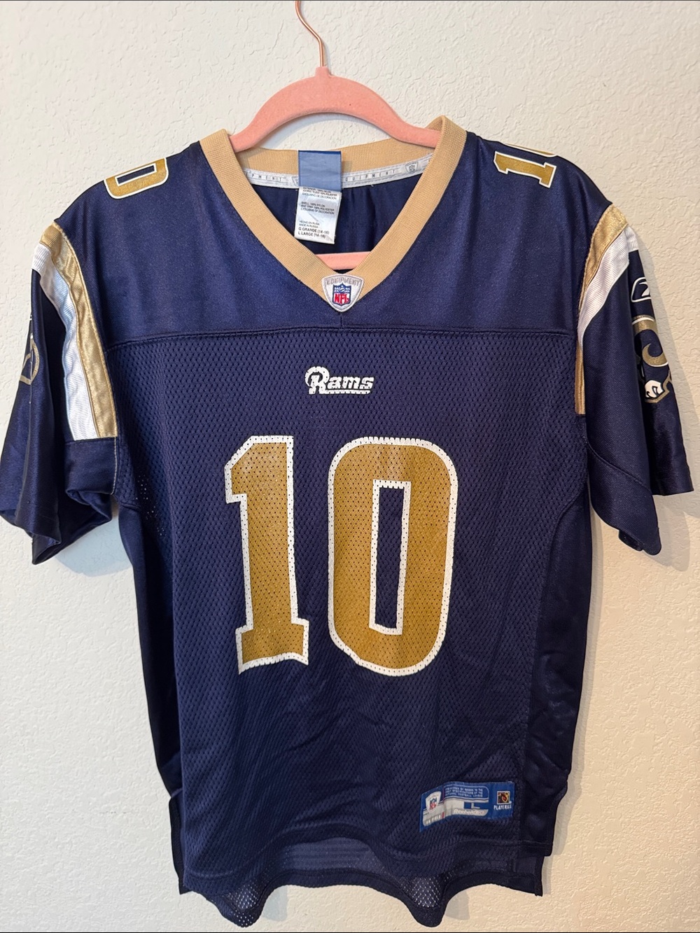 Reebok Rams #10 Bulger Navy & Gold Football Jersey kids 14-16